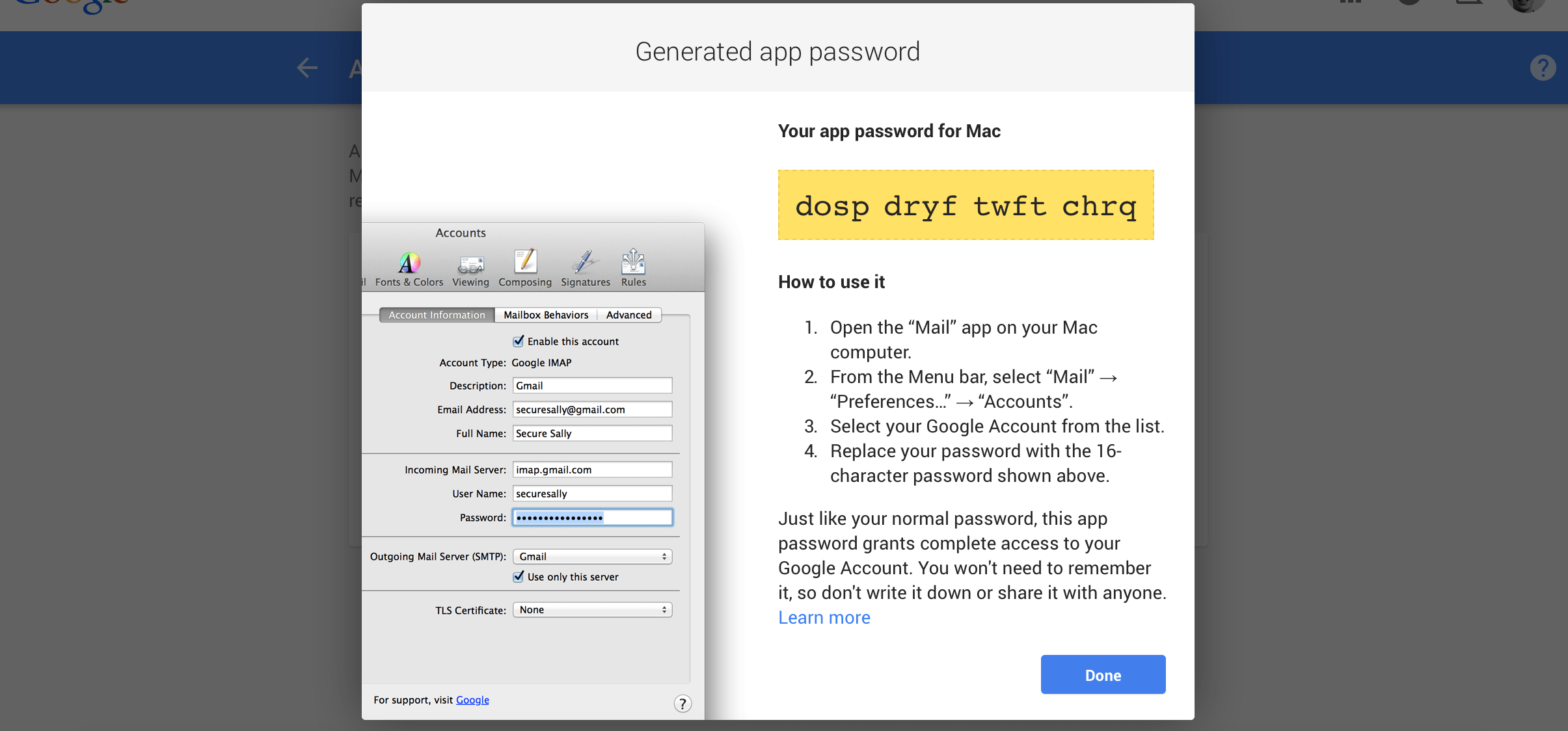 Google apps gmail mac mail password